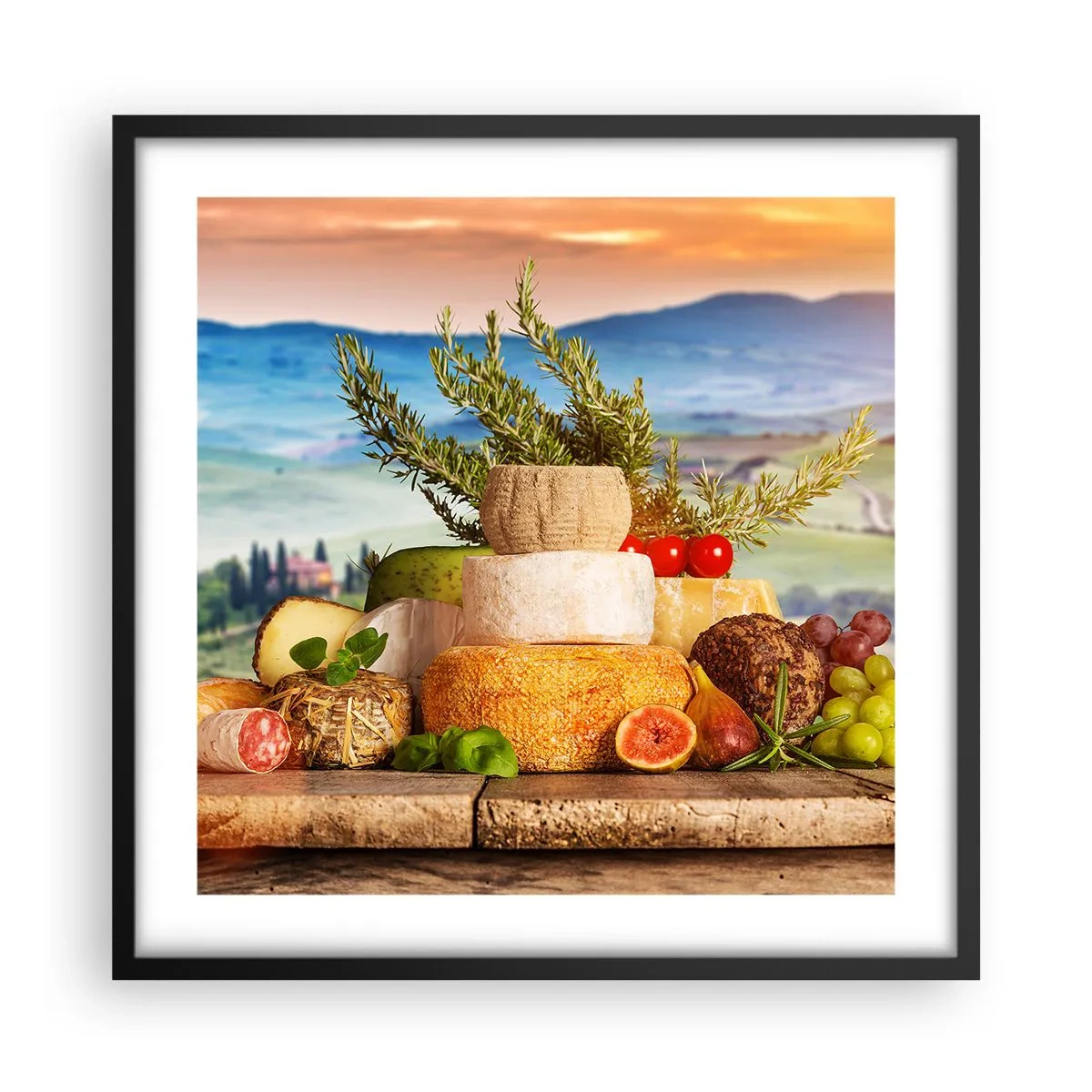 Affiche dans un cadre noir - Poster - La joie de vivre à l'italienne - 50x50 cm