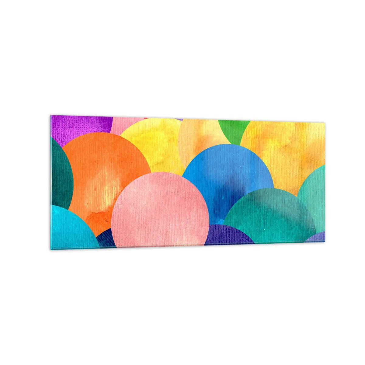 Impression sur verre - Image sur verre - Cercles colorés de style aquarelle - 120x50cm - La plénitude primitive de la vie - Décoration murale moderne pour le salon et la chambre ARTTOR
