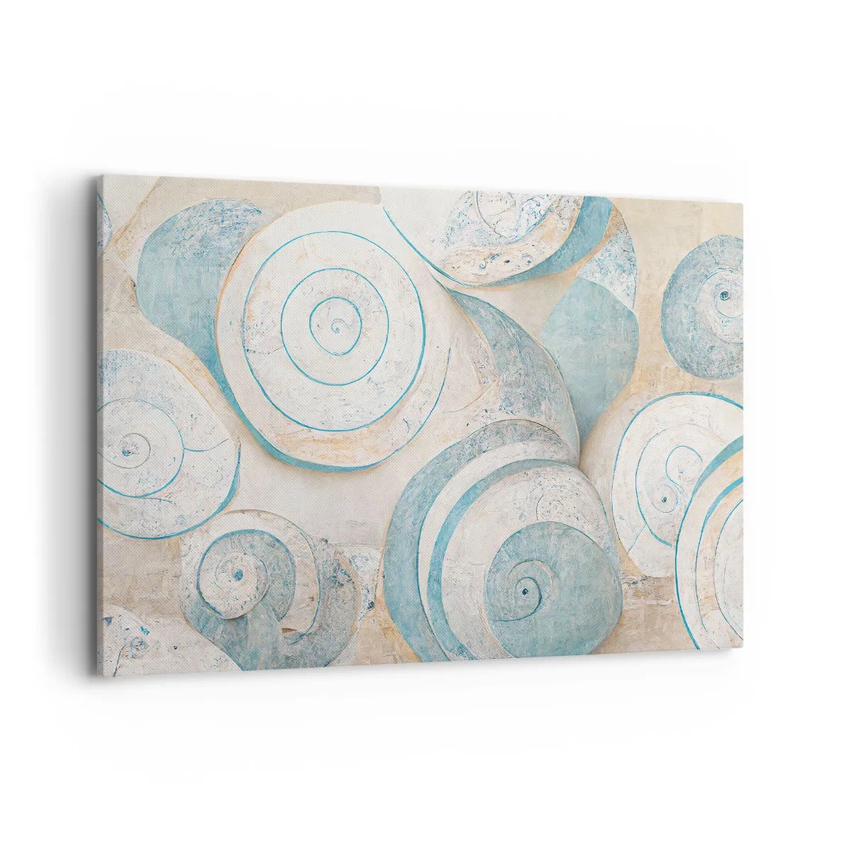 Impression sur toile - Image sur toile - Coquillages abstraits aux tons pastel - 120x80cm - Que cache la coque ? - Décoration murale moderne pour le salon et la chambre ARTTOR