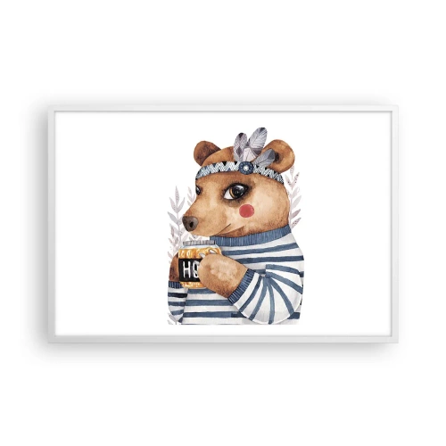 Affiche dans un cadre blanc - Poster - Un nounours trop mignon - 91x61 cm