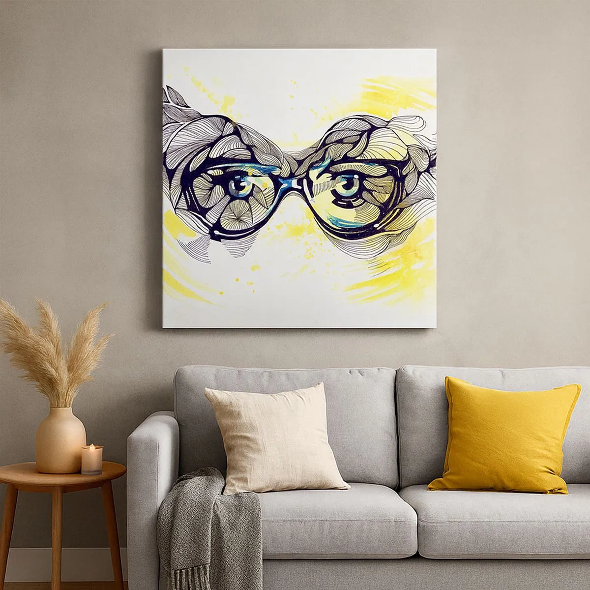 Impression sur toile - Image sur toile - À travers des lunettes bleues - 30x30 cm