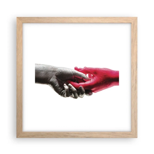 Affiche dans un chêne clair - Poster - Ensemble, bien que différents - 30x30 cm