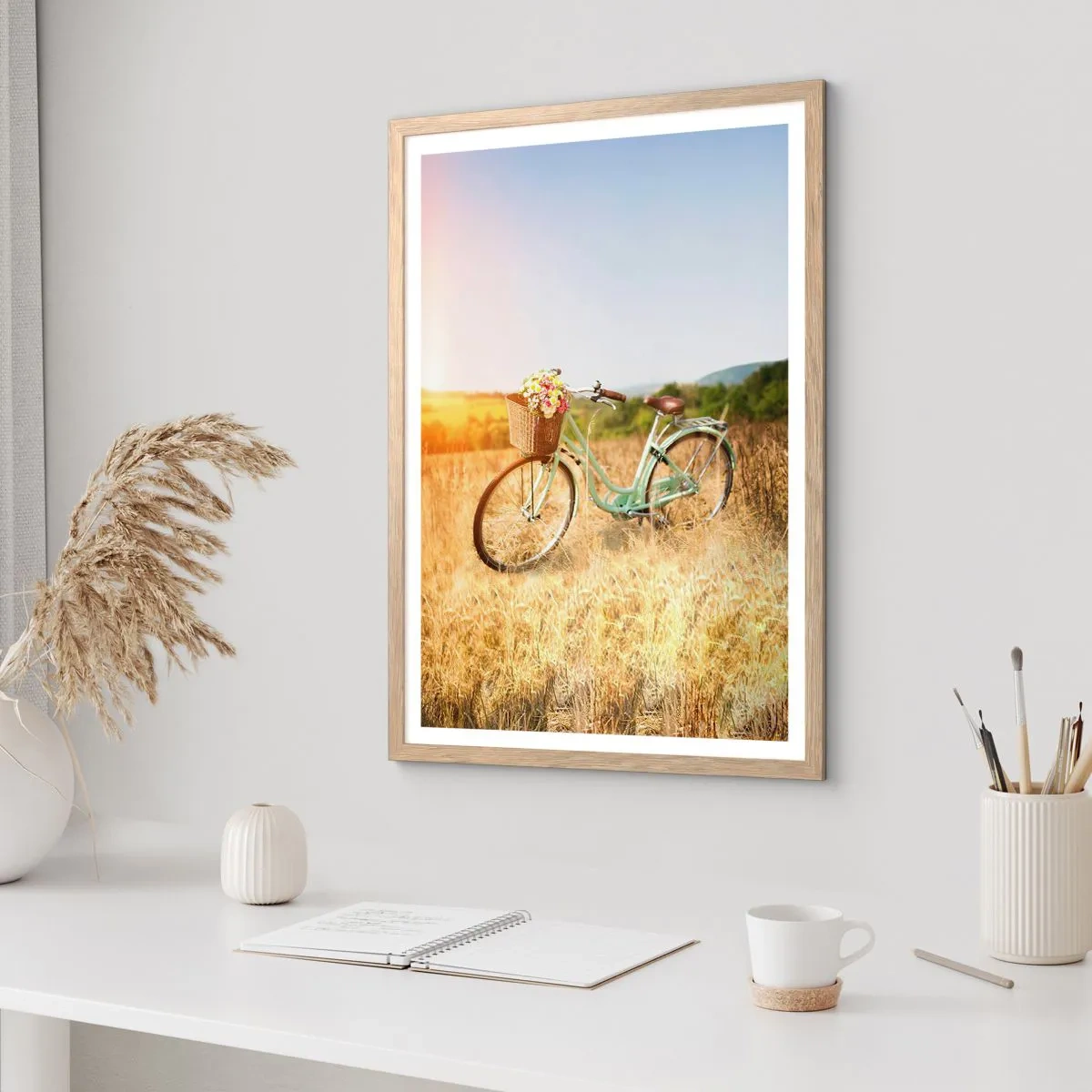 Affiche dans un chêne clair - Poster - Je vais rester un petit moment - 70x100 cm