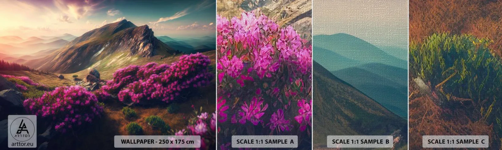 Échantillon de Papier Peint Premium Canvas - L'été à la montagne - Paysage, Nature, Montagnes - 100x30 cm