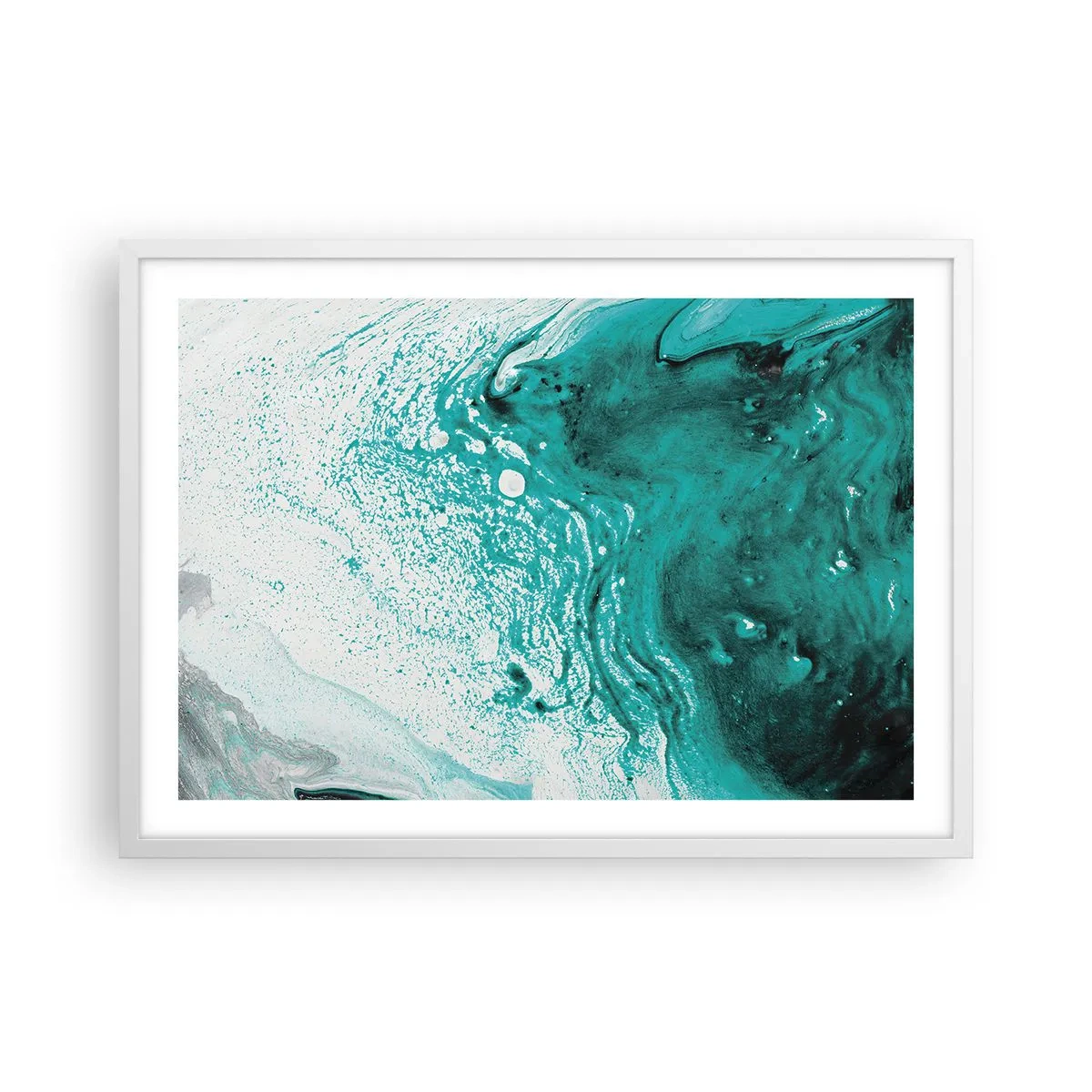 Affiche dans un cadre blanc - Poster - Se fondre dans le bleu et le turquoise - 70x50 cm