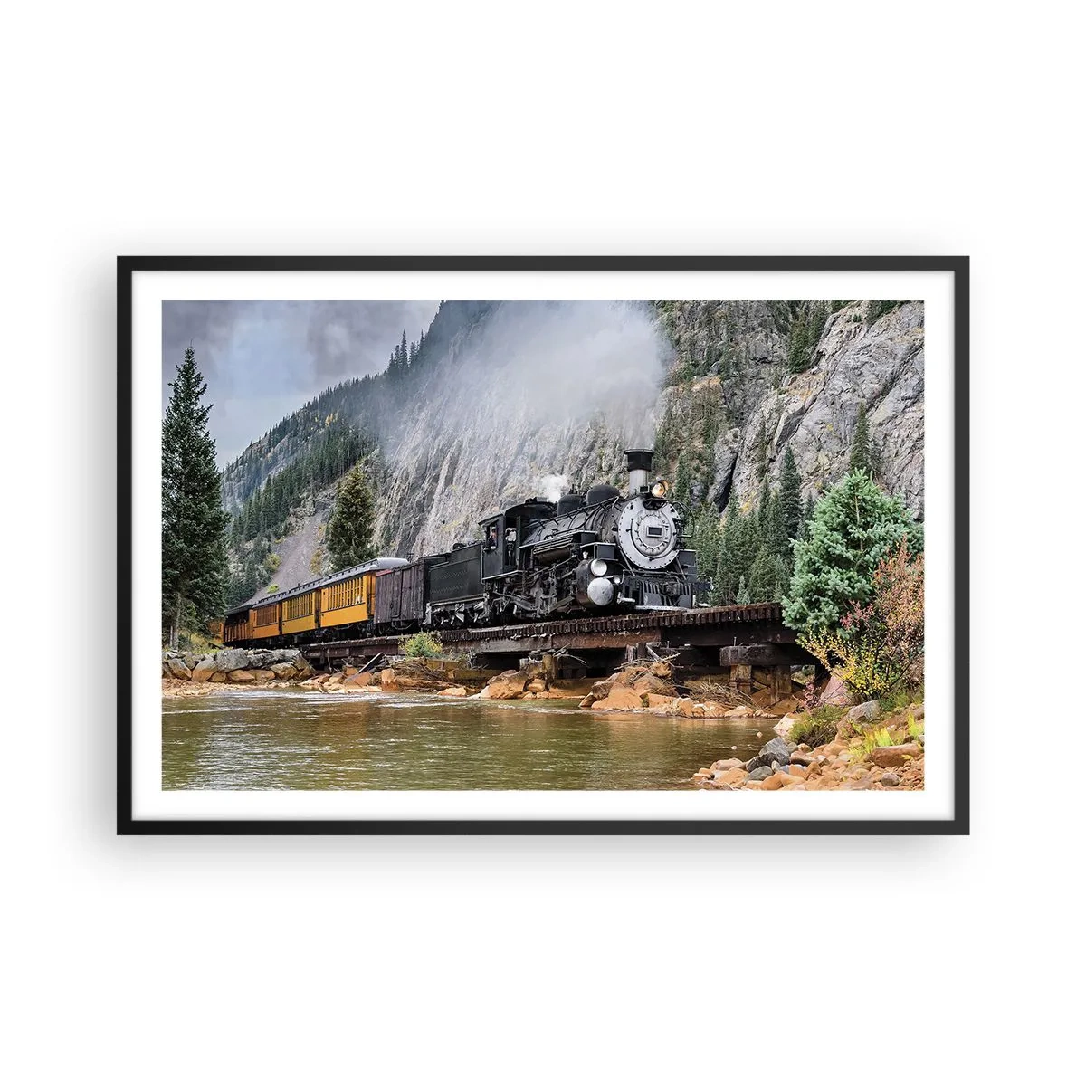 Affiche dans un cadre noir - Poster - Et lui jusqu'où? Jusqu'où? - 91x61 cm