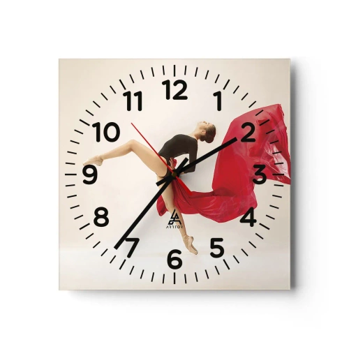 Horloge murale - Pendule murale - Rouge et noir - 30x30 cm