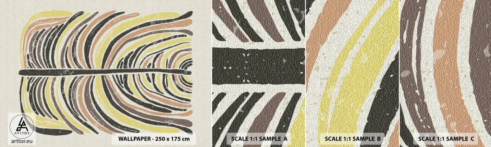 Échantillon de Papier Peint Autocollant Deluxe Sticker - Abstraction pleine de vie - Bohème, Minimalisme, Pastel - 100x30 cm