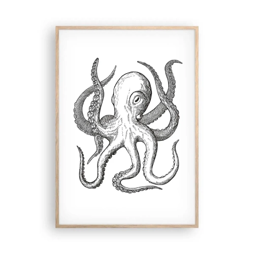 Affiche dans un chêne clair - Poster - Dansant avec les vagues - 70x100 cm