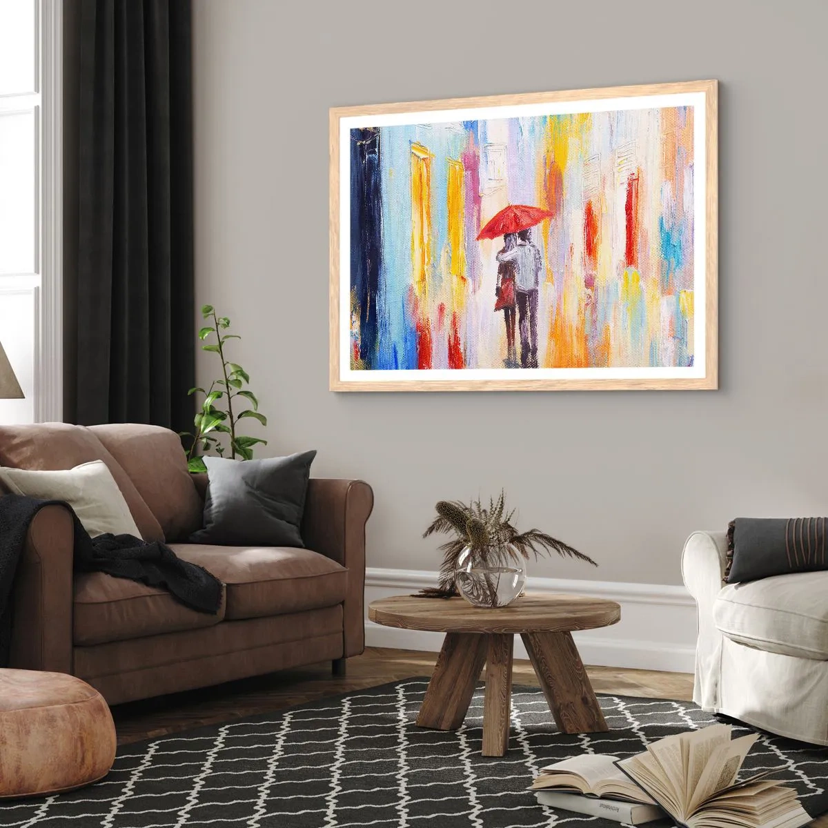 Affiche dans un chêne clair - Poster - Qu'il pleuve encore - 91x61 cm