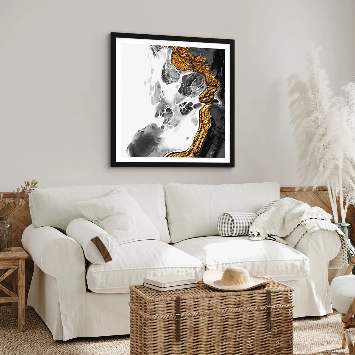 Affiche dans un cadre noir - Poster - Composition organique - 50x50 cm