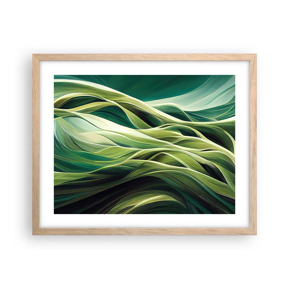 Affiche dans un chêne clair - Poster - Jeu de vert abstrait - 50x40 cm