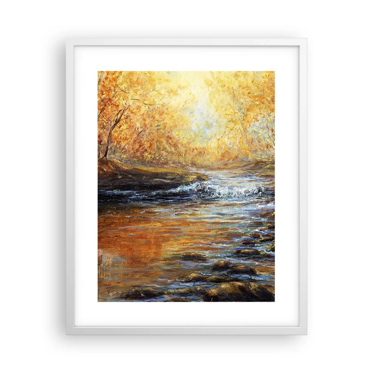 Affiche dans un cadre blanc - Poster - Le ruisseau d'or - 40x50 cm