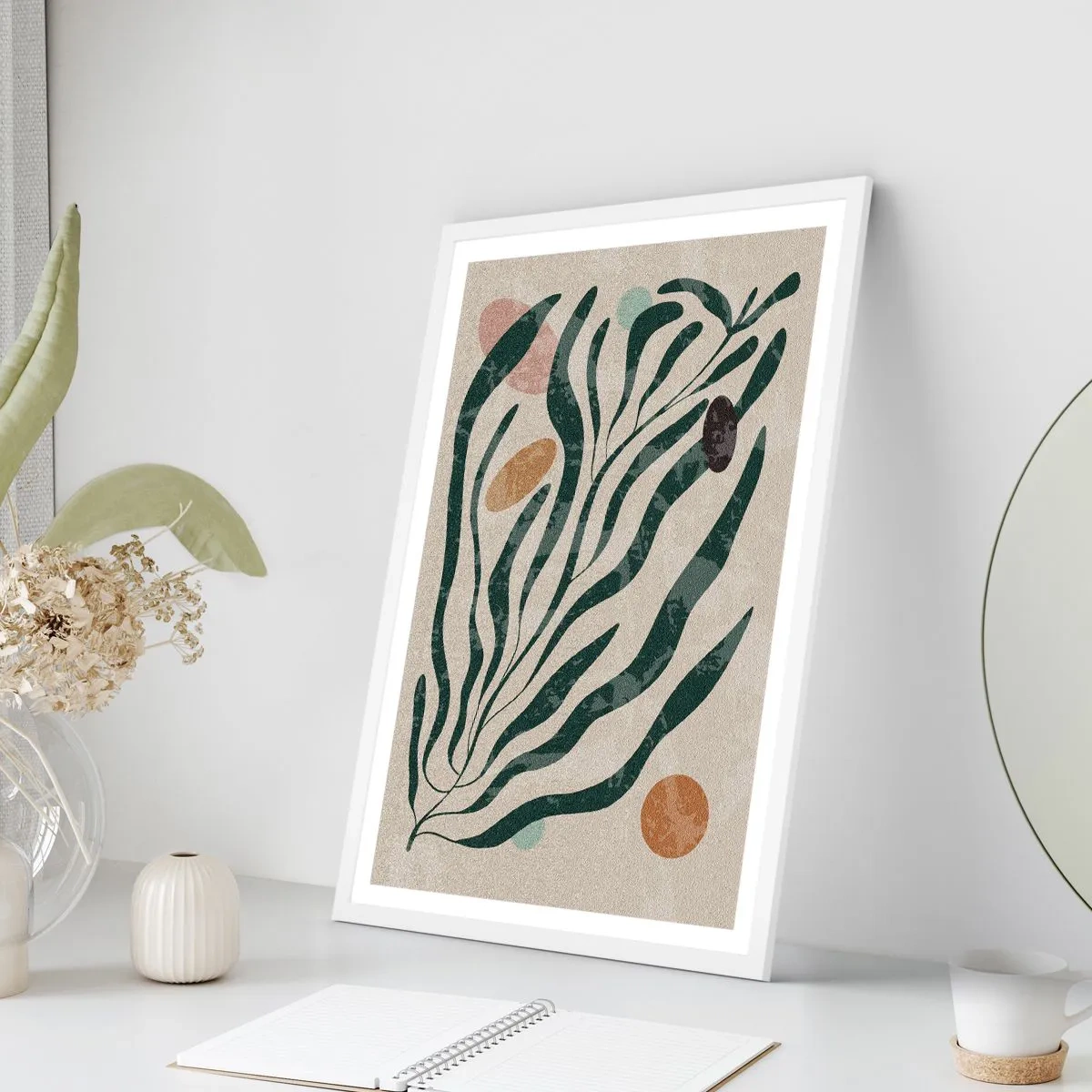 Affiche dans un cadre blanc - Poster - Parmi la verdure - 70x100 cm