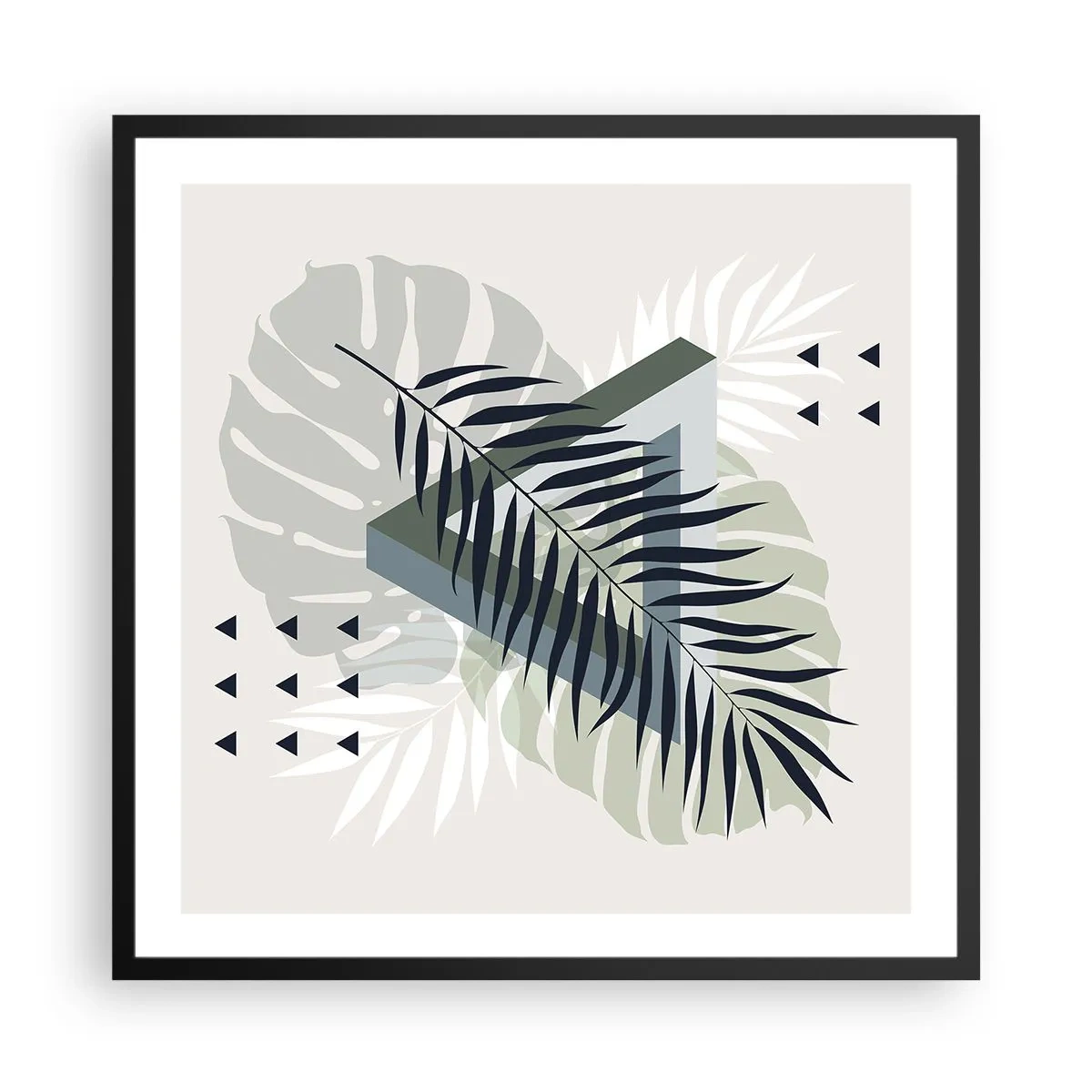 Affiche dans un cadre noir - Poster - Nature et géométrie - deux odres? - 60x60 cm