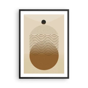 Affiche dans un cadre noir - Poster - Un motif minimaliste avec des vagues et des formes géométriques - 50x70cm - Sur l'origine des figures géométriques - Décoration murale moderne pour le salon et la chambre ARTTOR