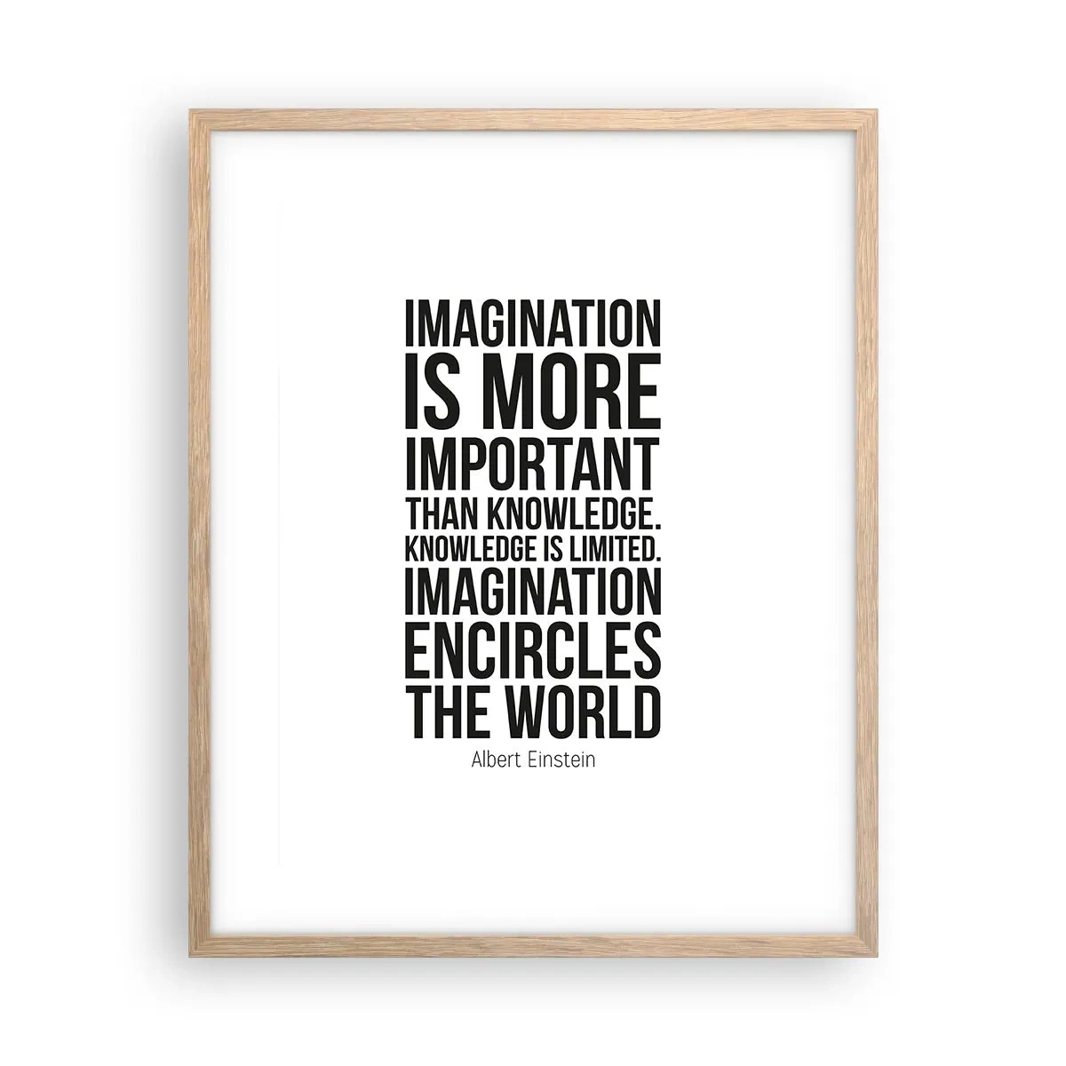 Affiche dans un chêne clair - Poster - Einstein sur le pouvoir de l'imagination - 40x50 cm