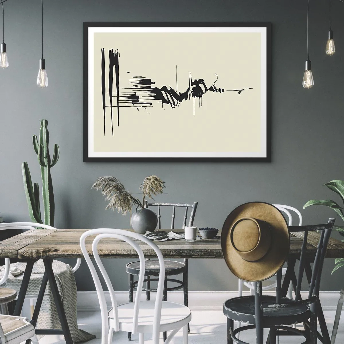 Affiche dans un cadre noir - Poster - Abstraction hâtive - 50x40 cm