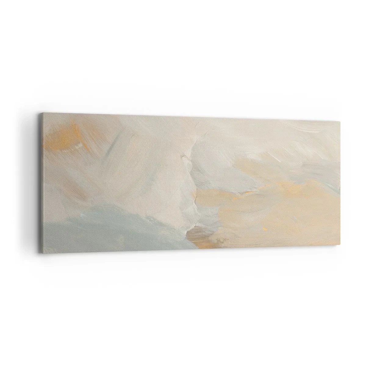 Impression sur toile - Image sur toile - Traits abstraits délicats dans des tons de blanc et d'or - 120x50cm - Abstraction – le pays de la douceur - Décoration murale moderne pour le salon et la chambre ARTTOR