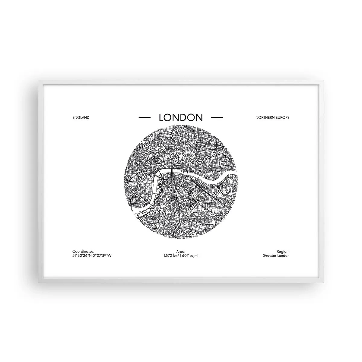 Affiche dans un cadre blanc - Poster - Anatomie de Londres - 100x70 cm