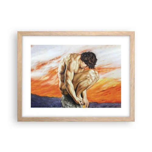 Affiche dans un chêne clair - Poster - Plongé dans ses pensées - 40x30 cm