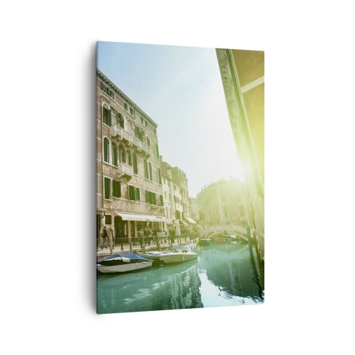 Impression sur toile - Image sur toile - Pont et canal de Venise avec une architecture historique - 70x100cm - Venise - Amore Moi - Décoration murale moderne pour le salon et la chambre ARTTOR