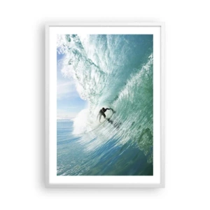 Affiche dans un cadre blanc - Poster - Toujours sur la vague - 50x70 cm