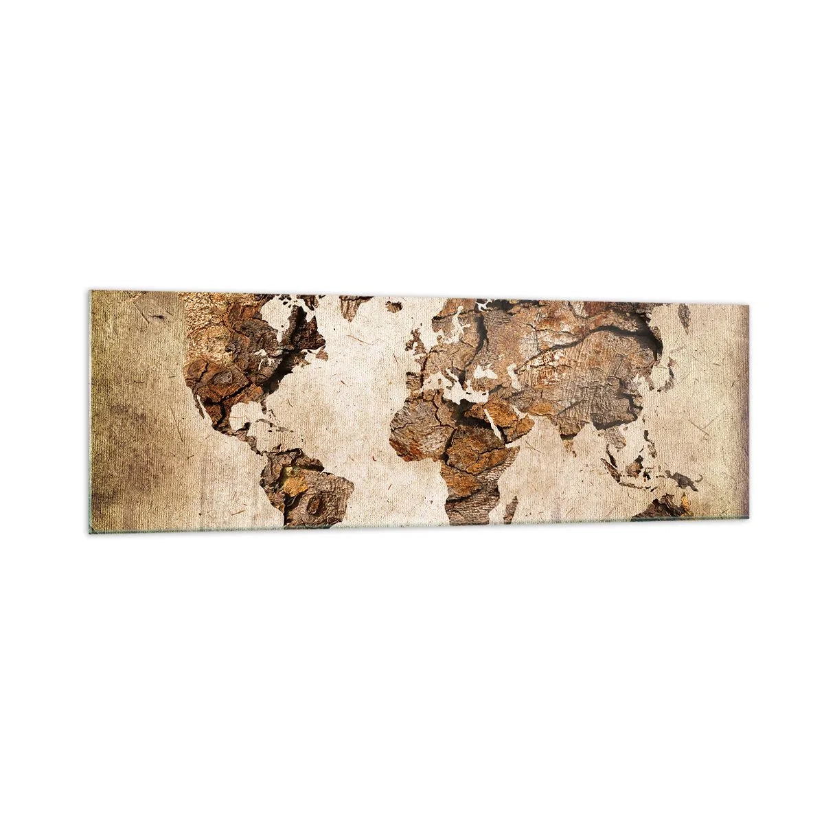 Impression sur verre - Image sur verre - Une carte du monde dans un style rustique en bois - 160x50cm - Découverte du monde - Décoration murale moderne pour le salon et la chambre ARTTOR