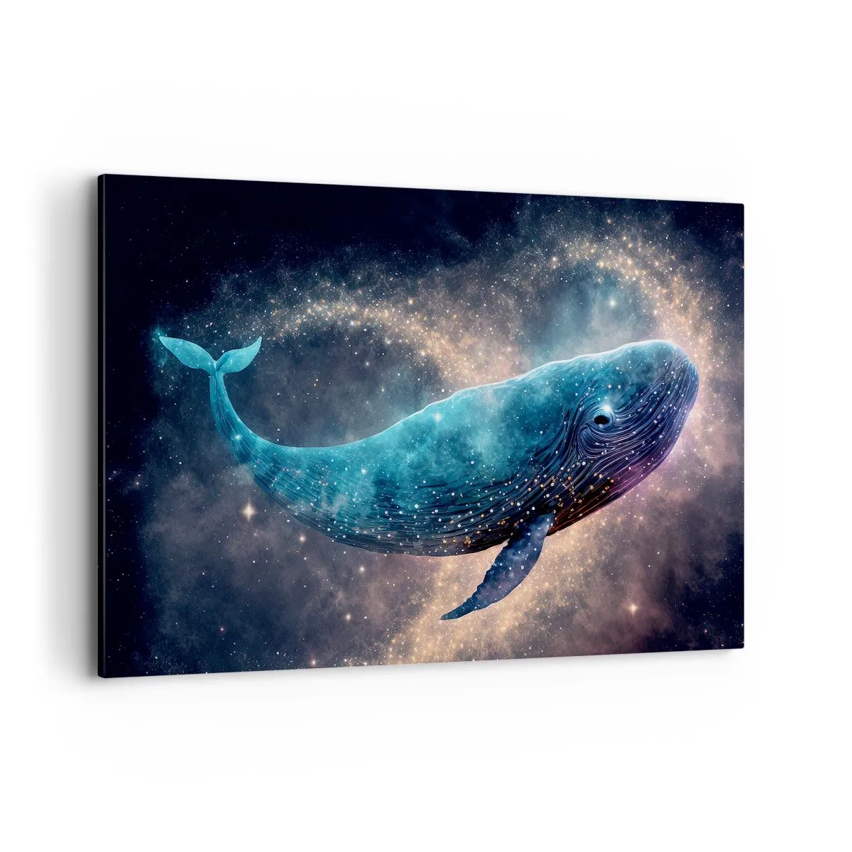 Impression sur toile - Image sur toile - Une baleine spatiale avec une galaxie en arrière-plan - 120x80cm - Un tel monde existe… - Décoration murale moderne pour le salon et la chambre ARTTOR