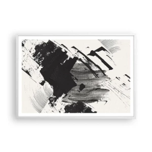 Affiche dans un cadre blanc - Poster - Abstraction – expression du noir - 100x70 cm