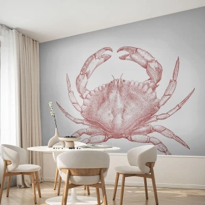 Papier Peint Photo Premium Canvas - Dessin d'un crabe dans une teinte rouge - 100x70cm - Le crabe des crabes - Décoration murale moderne pour le salon et la chambre ARTTOR