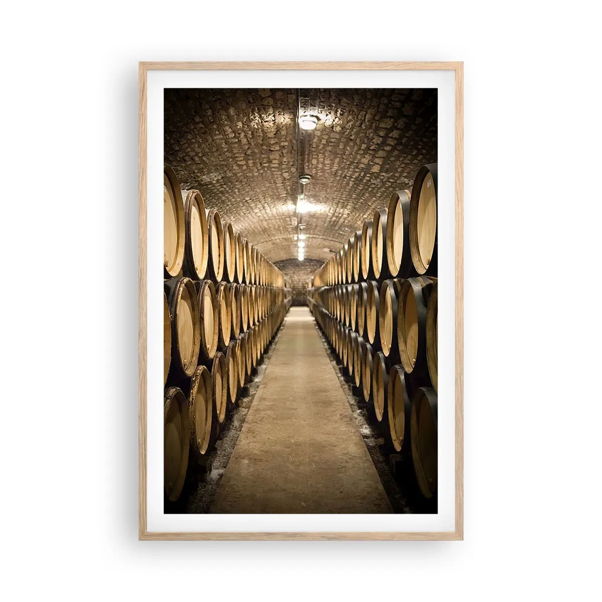 Affiche dans un chêne clair - Poster - Dans un sous-sol en brique - 61x91 cm