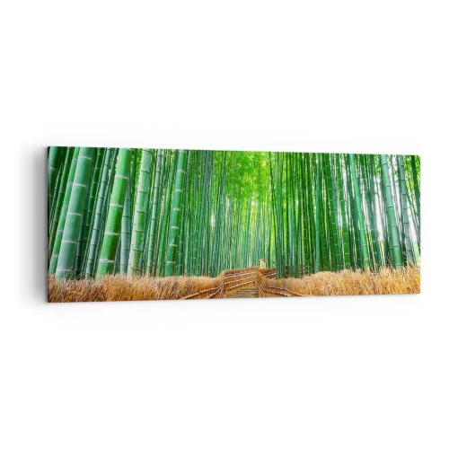 Impression sur toile - Image sur toile - Un chemin dans une dense forêt de bambous - 140x50cm - L'essence de la nature asiatique - Décoration murale moderne pour le salon et la chambre ARTTOR