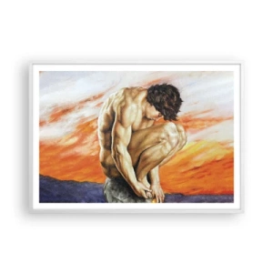 Affiche dans un cadre blanc - Poster - Plongé dans ses pensées - 100x70 cm