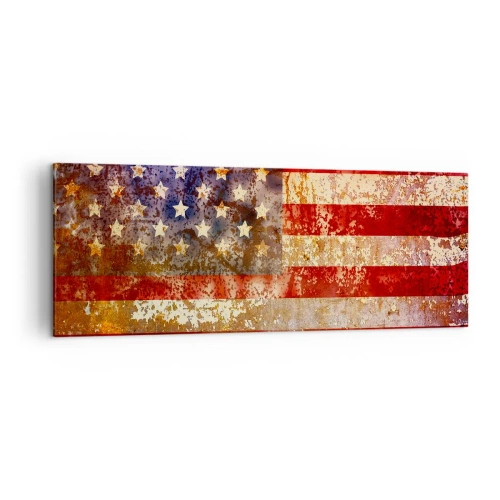 Impression sur toile - Image sur toile - Drapeau américain stylisé avec un effet vieilli - 140x50cm - La gloire ne s'efface pas - Décoration murale moderne pour le salon et la chambre ARTTOR