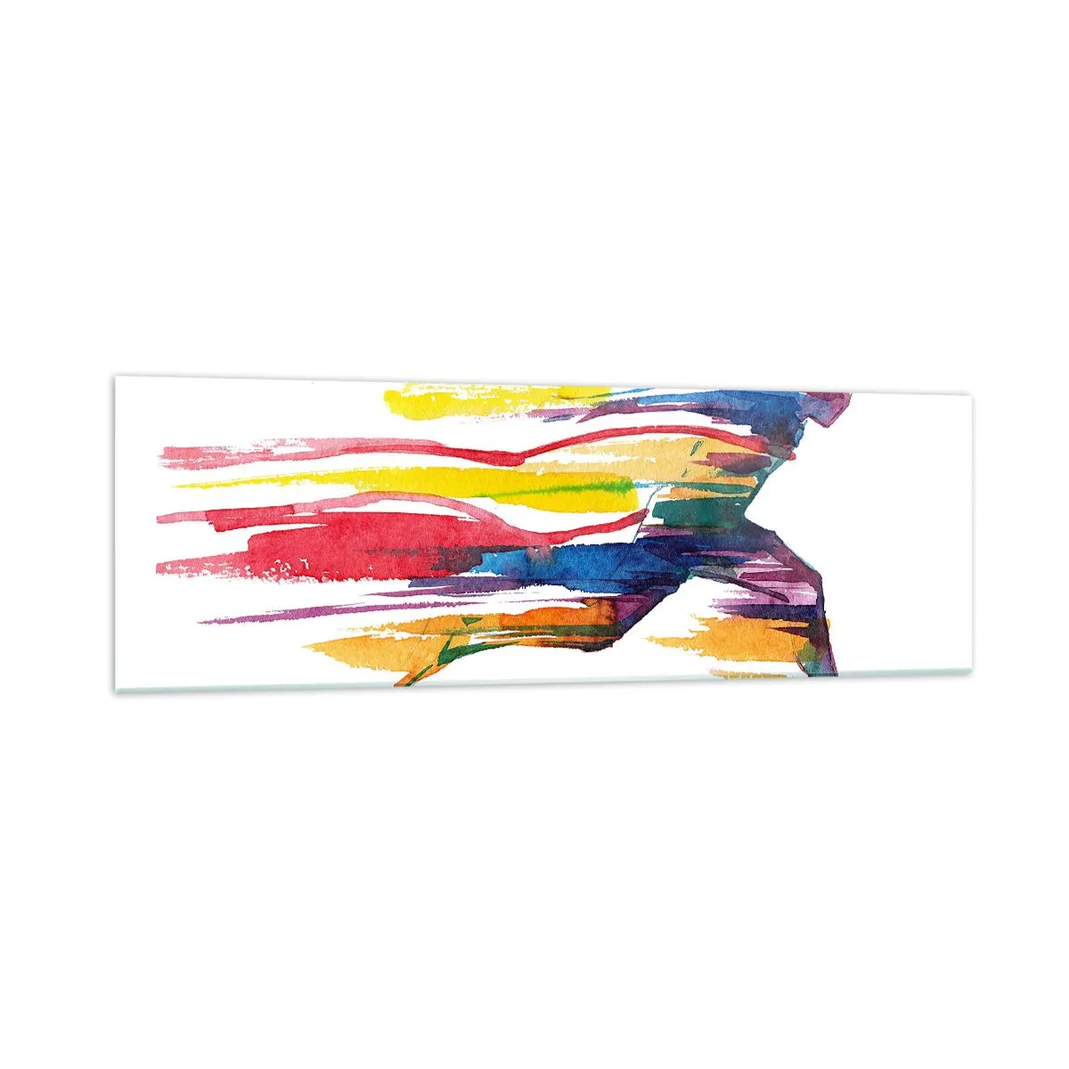 Impression sur verre - Image sur verre - Un coureur aux couleurs abstraites symbolisant le dynamisme et l'énergie - 160x50cm - Courir à travers l'arc-en-ciel - Décoration murale moderne pour le salon et la chambre ARTTOR