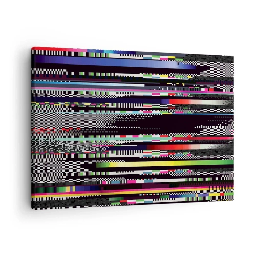 Impression sur toile - Image sur toile - Lignes et pixels colorés dans un style abstrait - 70x50cm - L'image de contrôle de la réalité - Décoration murale moderne pour le salon et la chambre ARTTOR