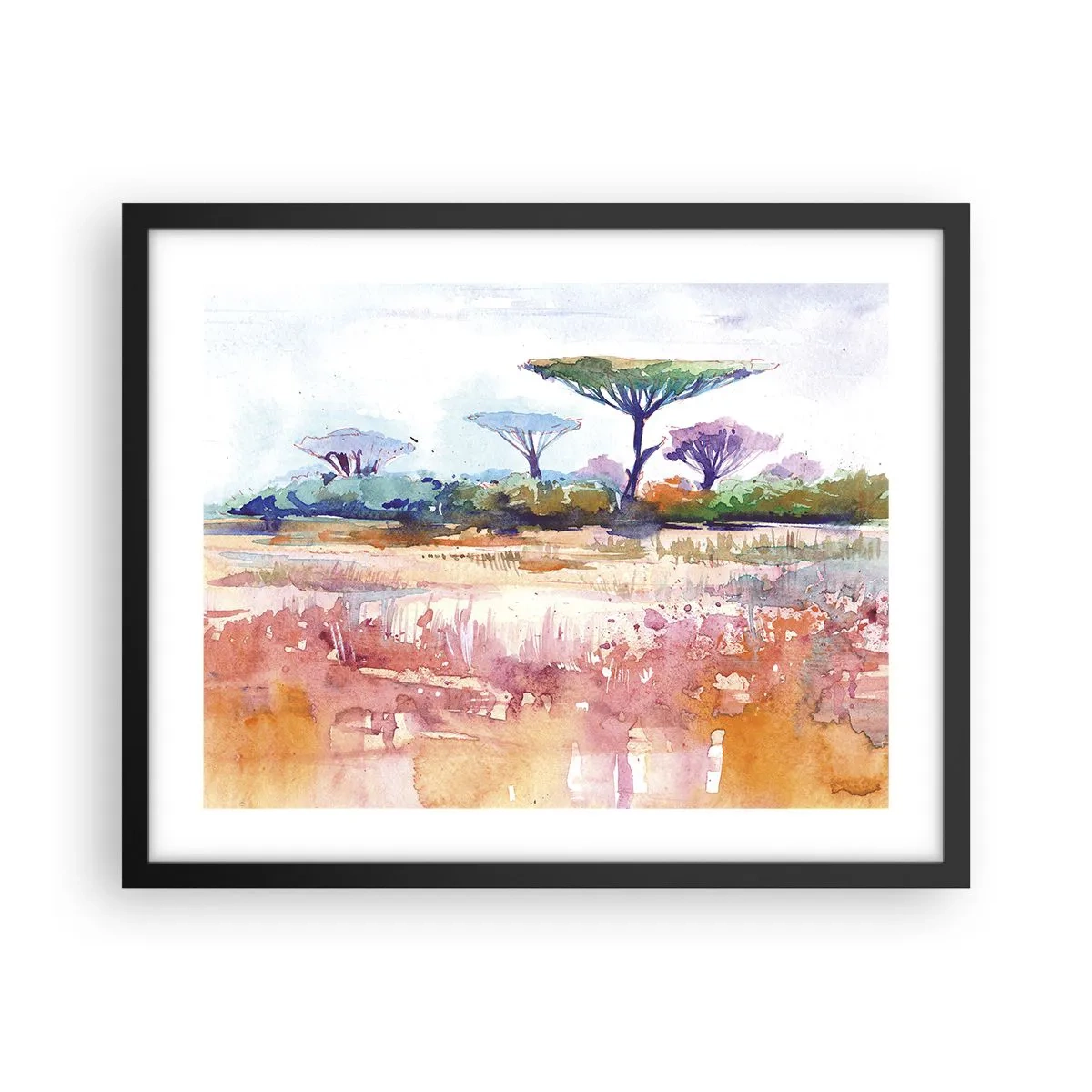 Affiche dans un cadre noir - Poster - Couleurs de savane - 50x40 cm
