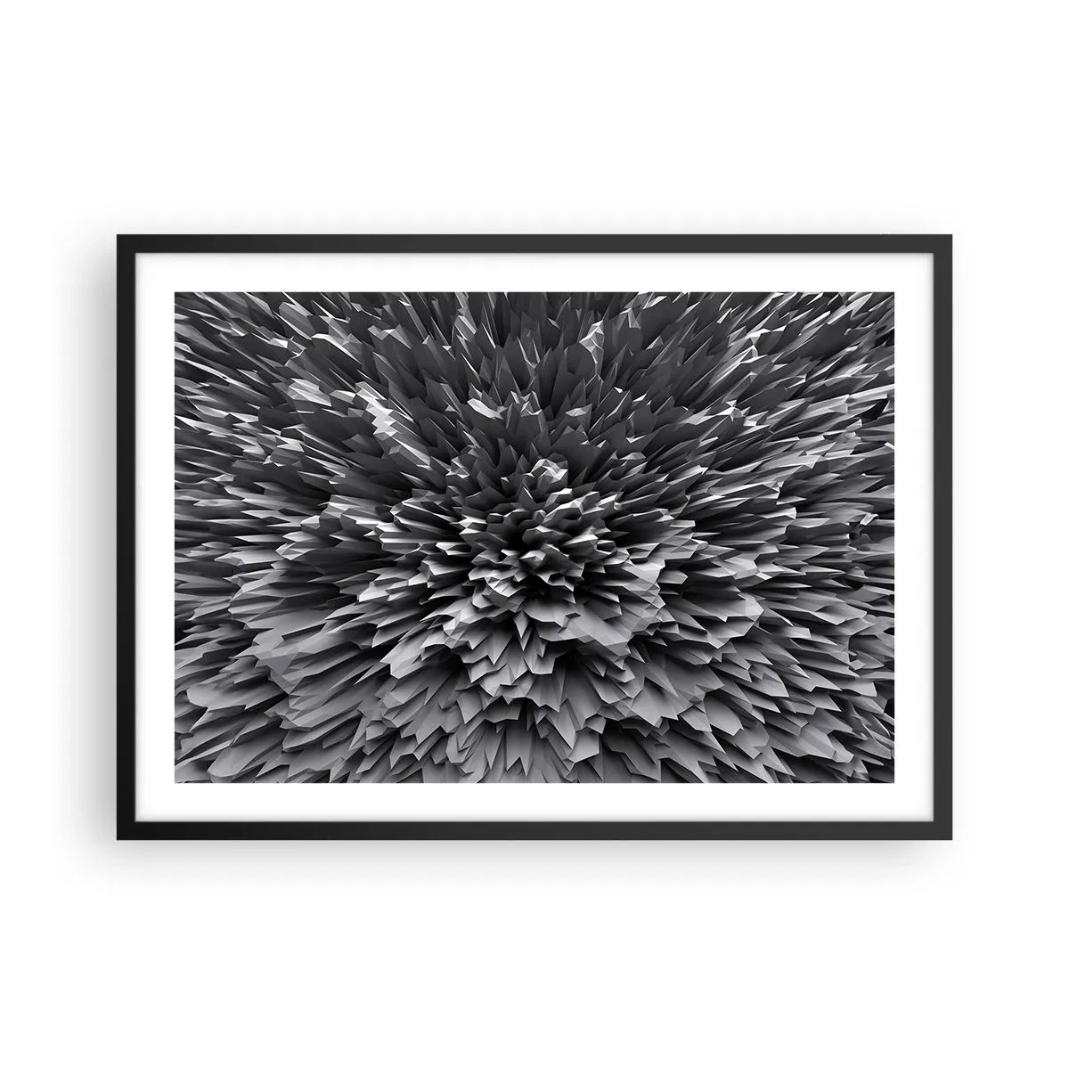 Affiche dans un cadre noir - Poster - Structure abstraite en nuances de gris - 70x50cm - Ça ne peut pas être plus dur que ça - Décoration murale moderne pour le salon et la chambre ARTTOR
