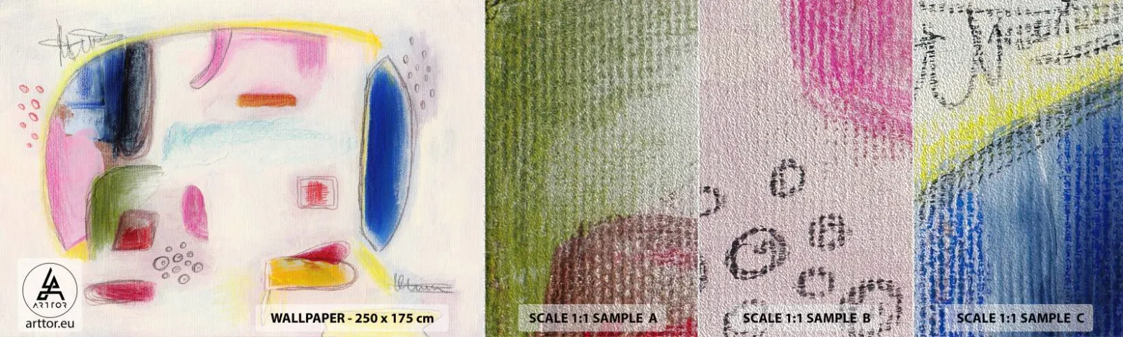 Échantillon de Papier Peint Premium Sand - Plus convexe que concave ou plat - Abstraction, Morceau, Éléphant - 100x30 cm