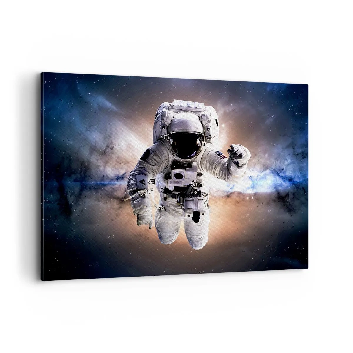 Impression sur toile - Image sur toile - Astronaute dans l'espace - 120x80cm - Salutations de l'espace - Décoration murale moderne pour le salon et la chambre ARTTOR