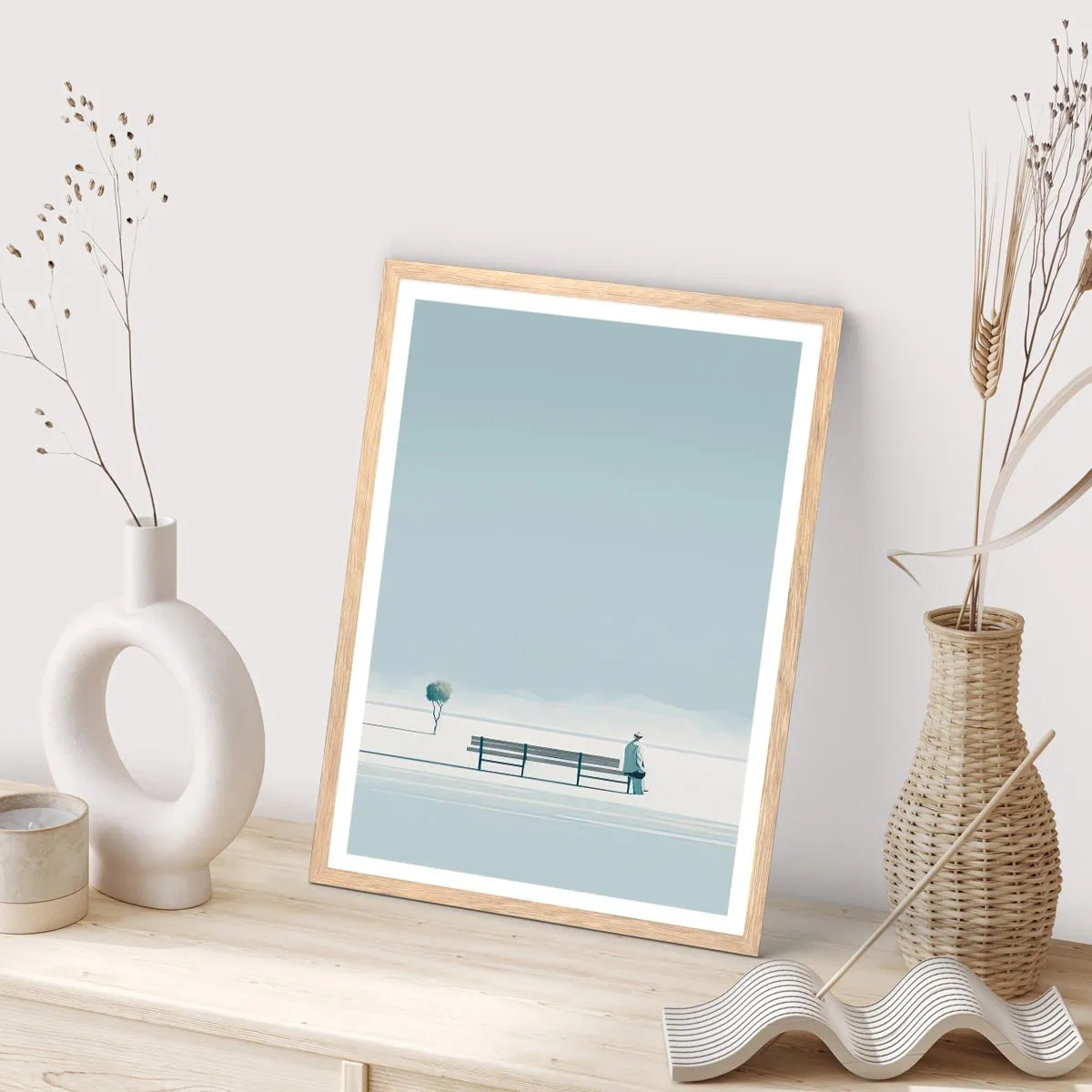 Affiche dans un chêne clair - Poster - Oui, j'attends. - 30x40 cm