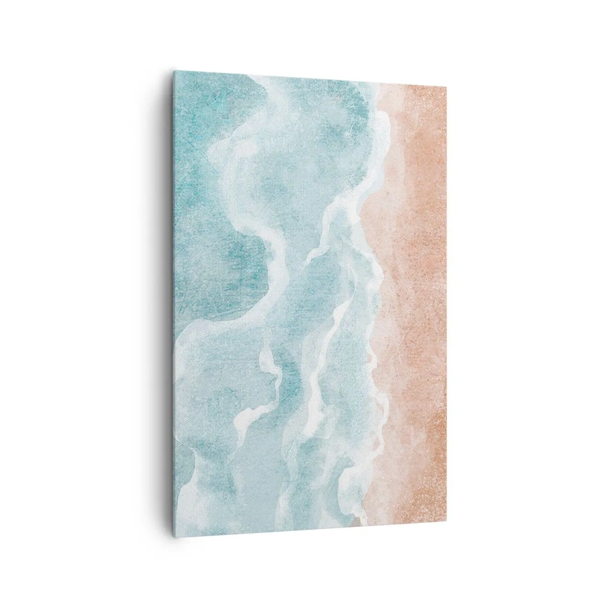 Impression sur toile - Image sur toile - Plage abstraite avec des vagues dans les tons bleus et beiges - 80x120cm - Abstraction du nuage - Décoration murale moderne pour le salon et la chambre ARTTOR