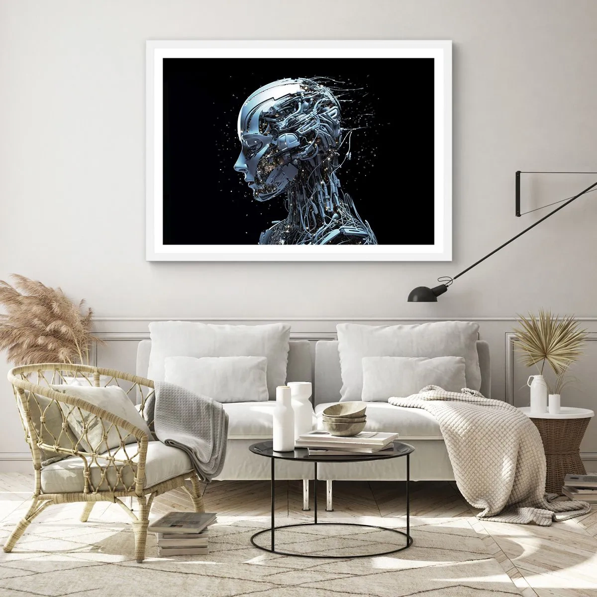 Affiche dans un cadre blanc - Poster - La technologie est une femme - 100x70 cm