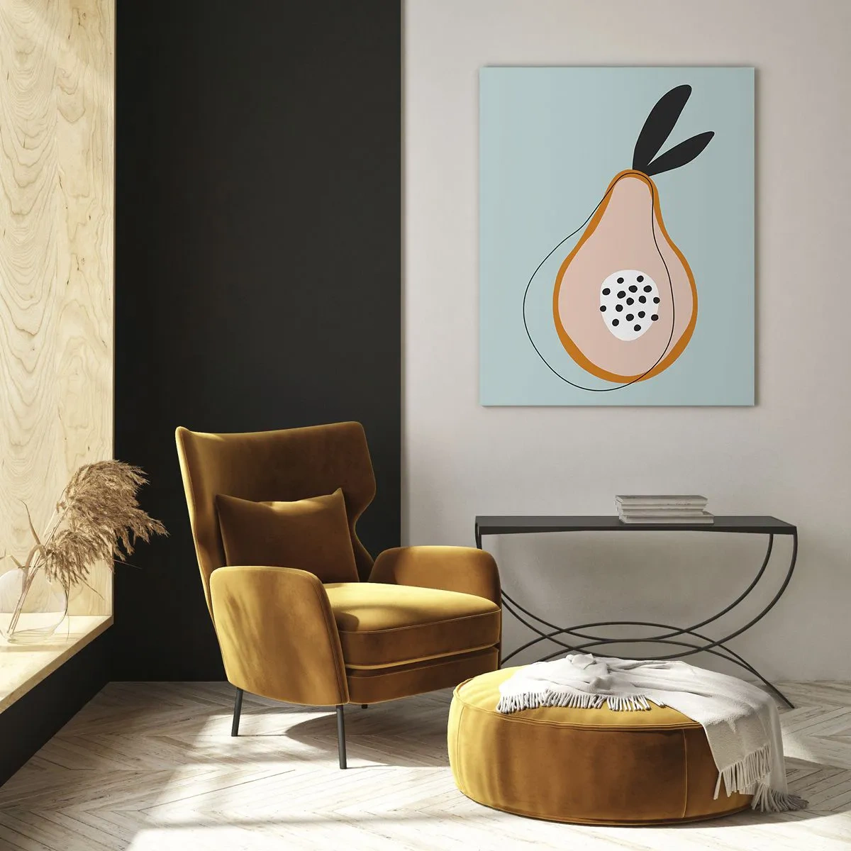 Impression sur verre - Image sur verre - Poire abstraite sur fond clair - 80x120cm - Pénétrer la nature des choses - Décoration murale moderne pour le salon et la chambre ARTTOR