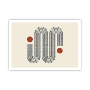 Affiche - Poster - Motif géométrique avec des lignes et des cercles orange - 100x70cm - Du début à la fin - Décoration murale moderne pour le salon et la chambre ARTTOR