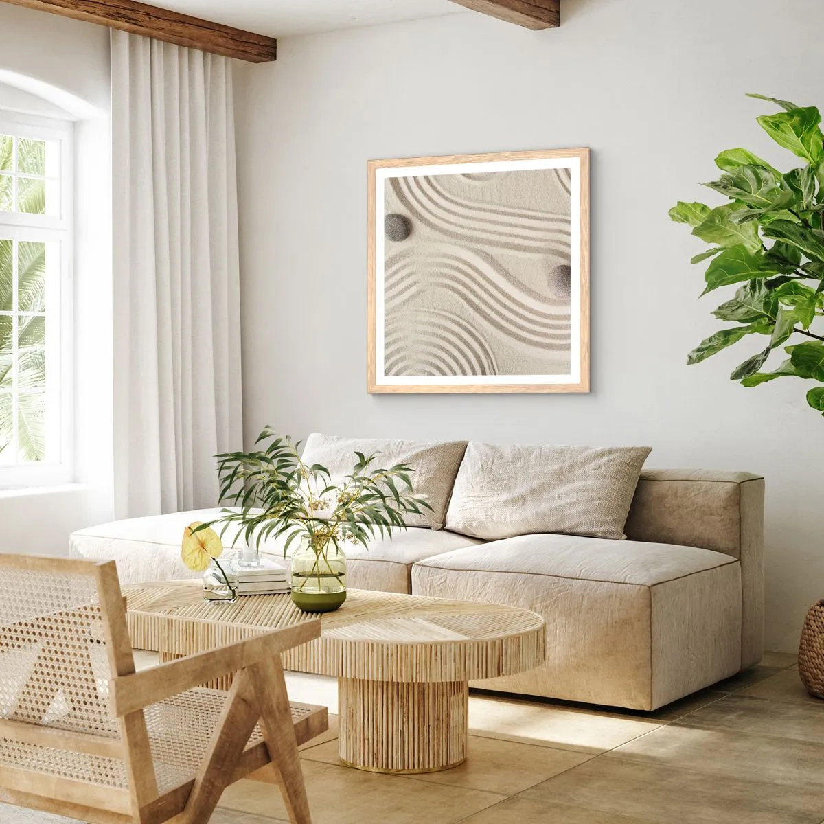 Affiche dans un chêne clair - Poster - Touche de chaleur - 50x50 cm