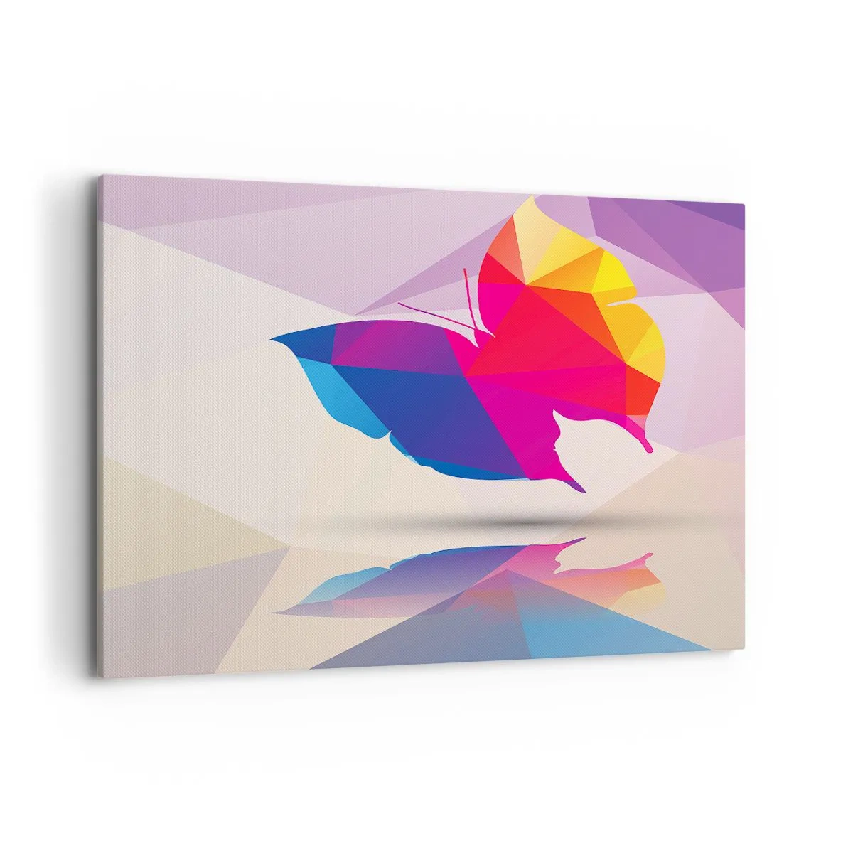 Impression sur toile - Image sur toile - Silhouette de papillon géométrique aux couleurs vives - 100x70cm - Papillon arc-en-ciel - Décoration murale moderne pour le salon et la chambre ARTTOR