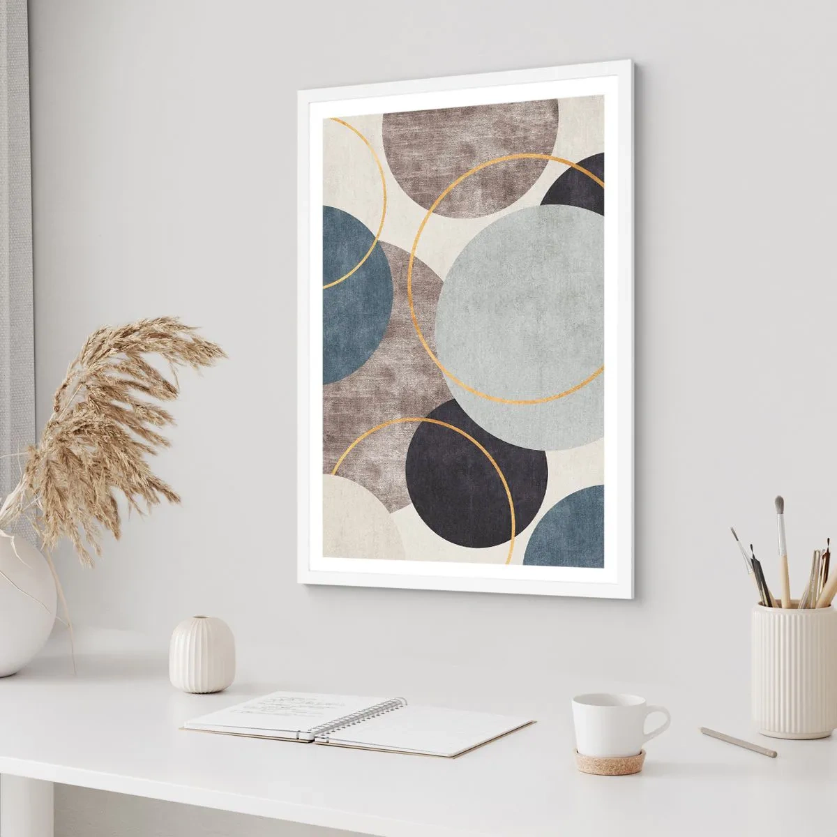 Affiche dans un cadre blanc - Poster - Cercles sur cercles - 70x100 cm