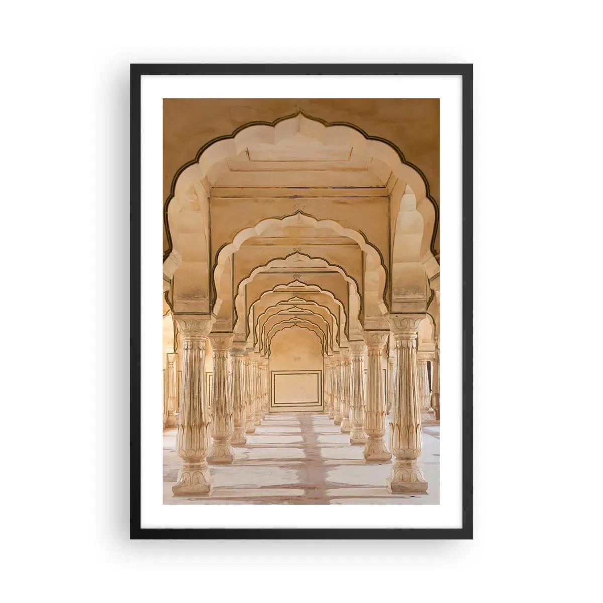 Affiche dans un cadre noir - Poster - symétrie orientale - 50x70cm - Dans le palais du maharaja - Décoration murale moderne pour le salon et la chambre ARTTOR